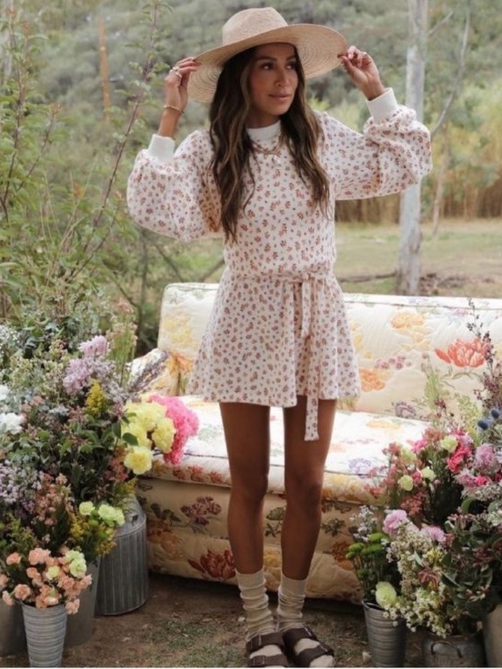 Sincerely Jules for Bandier Women's Sz. S The Dahlia Sweatshirt Dress Floral